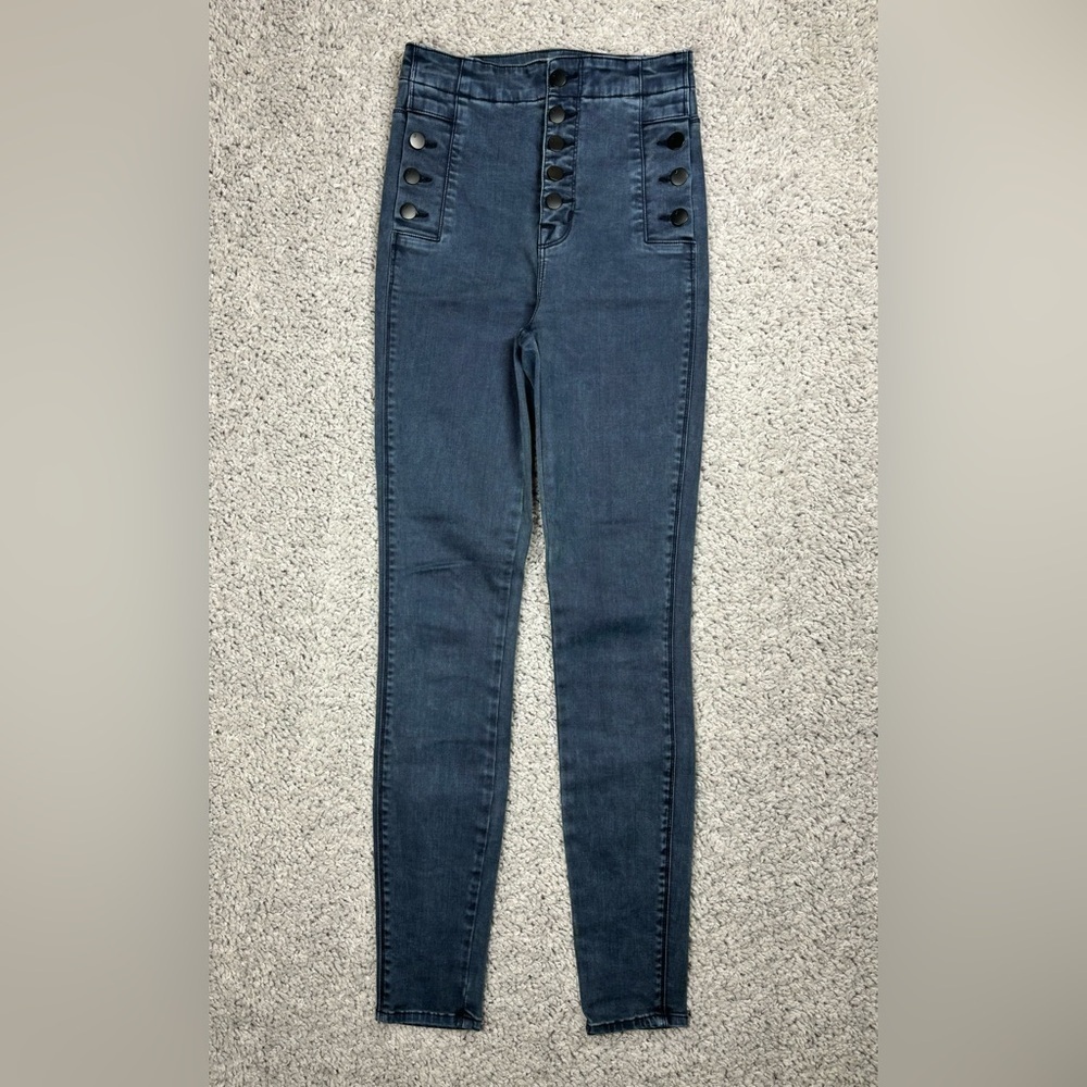 J Brand Jeans Womens 24 Natasha Sky High Skinny Exposed Button Fly Party Night